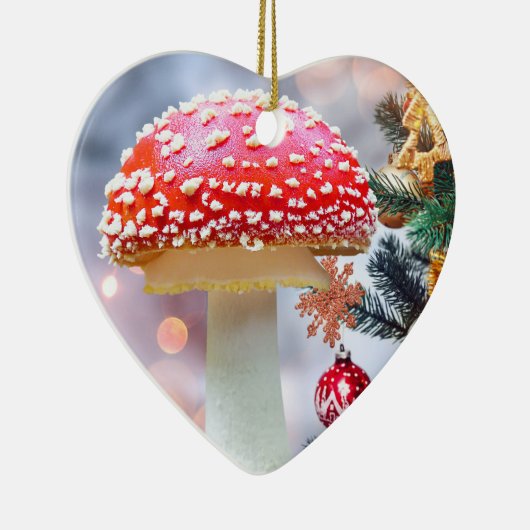 Rode paddenstoel keramisch sieraad keramisch ornament (Rechts)