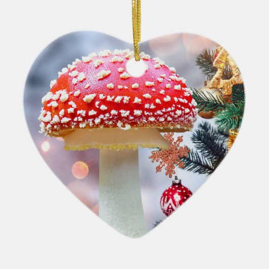 Rode paddenstoel keramisch sieraad keramisch ornament (Voorkant)