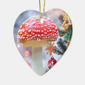 Rode paddenstoel keramisch sieraad keramisch ornament (Links)