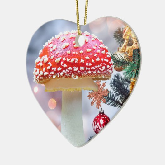 Rode paddenstoel keramisch sieraad keramisch ornament (Links)