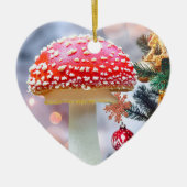Rode paddenstoel keramisch sieraad ornament (Voorkant)