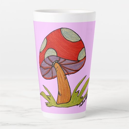 Rode Paddenstoel Koffiemok Latte Mok (Voorkant)