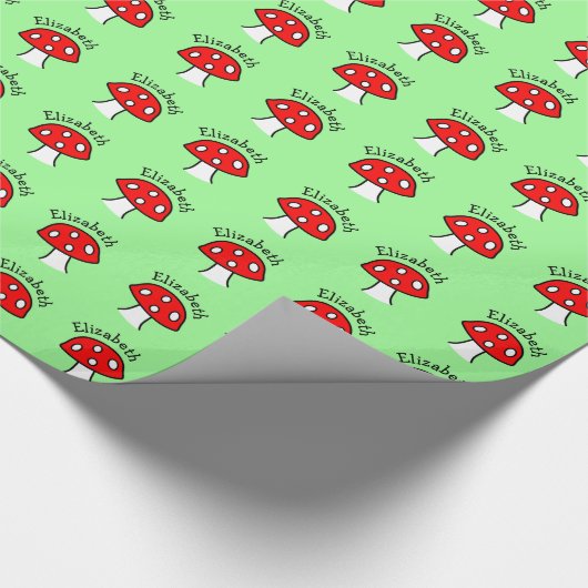 Rode paddenstoel naam inpakpapier (Hoek)