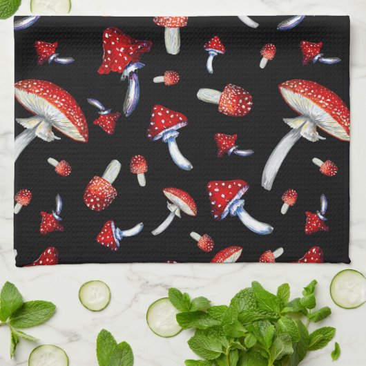  rode paddenstoel theedoek (Gevouwen)