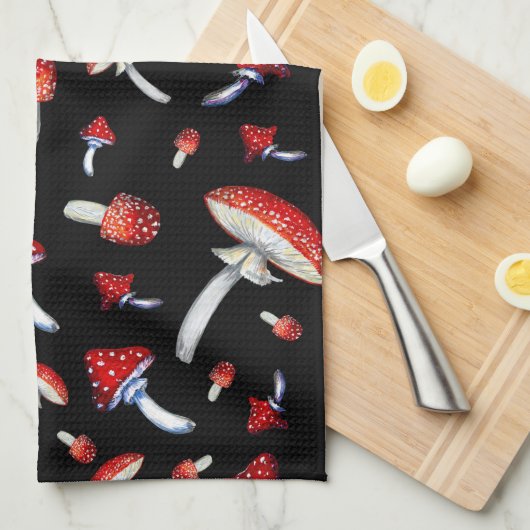  rode paddenstoel theedoek (Quarter Fold)