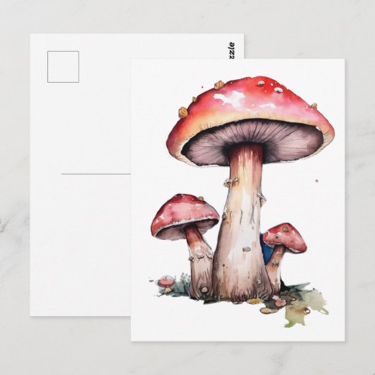 Rode paddenstoelen briefkaart (Voorkant / Achterkant)