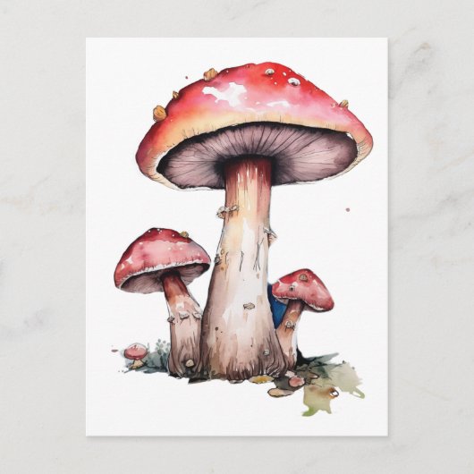 Rode paddenstoelen briefkaart (Voorkant)
