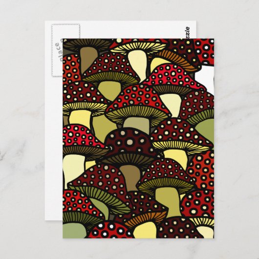 Rode paddenstoelen Briefkaart (Voorkant / Achterkant)