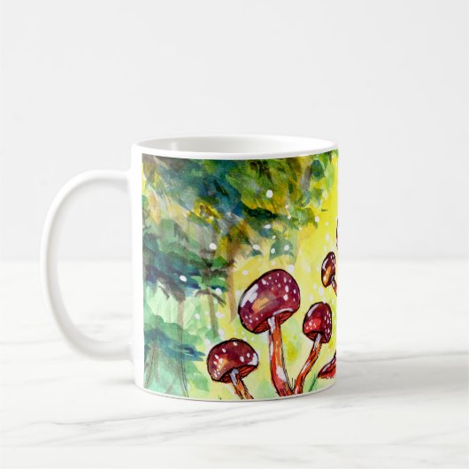 Rode paddenstoelen in de Waterverf van de bossen Koffiemok (Links)