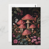 Rode paddenstoelen in een Fantasy Forest Briefkaart (Voorkant / Achterkant)