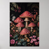 Rode paddenstoelen in een Fantasy Forest Poster (Voorkant)