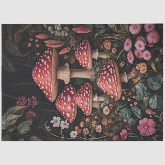 Rode paddenstoelen in een Fantasy Forest Tissuepapier (Voorkant)