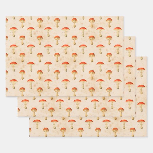 rode paddenstoelen inpakpapier vel (Set)