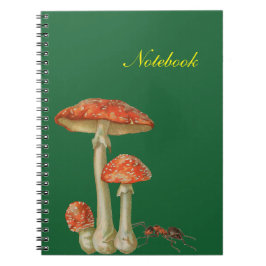 Rode paddenstoelen met witte vlek en mier notitieboek