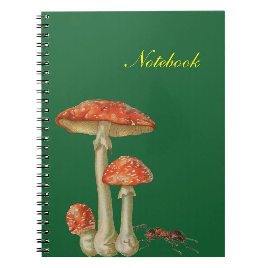 Rode paddenstoelen met witte vlek en mier notitieboek (Voorkant)
