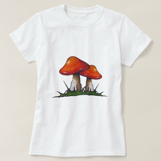 Rode paddenstoelen, paddenstoelen: Freehand Marker T-shirt (Design voorkant)