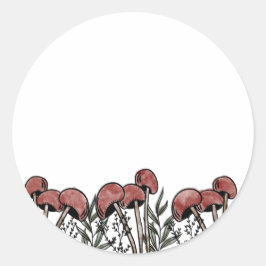 Rode paddenstoelen Petten Ronde Sticker