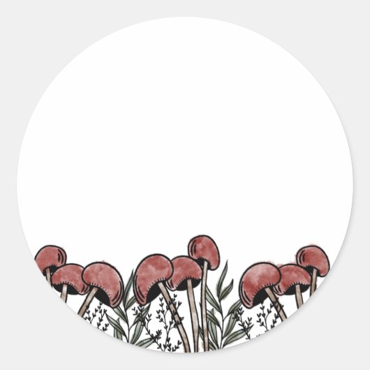 Rode paddenstoelen Petten Ronde Sticker (Voorkant)