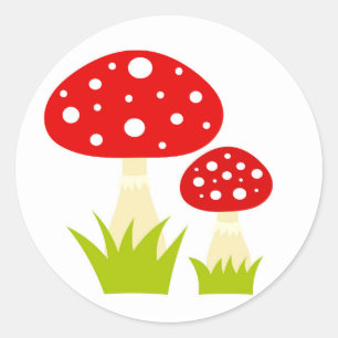 Rode paddenstoelen ronde sticker