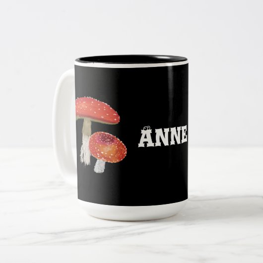 Rode paddenstoelen tweekleurige koffiemok (Voorkant links)