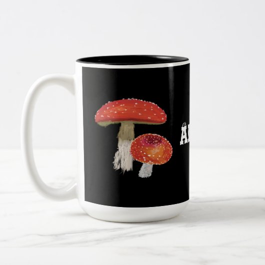 Rode paddenstoelen tweekleurige koffiemok (Links)