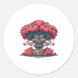 Rode Paddenstoelwolk Monster Sticker