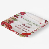 Rode Paddestoel Berry Garden Paddestoel Verjaardag Papieren Bordje (Gebogen)