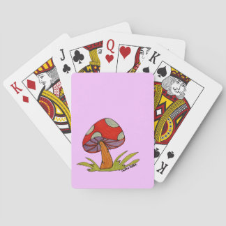 Rode paddestoel met lichtpaarse achtergrond tote b pokerkaarten