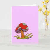Rode paddestoel met paarse achtergrond kaart (Gele Bloem)