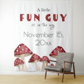 Rode Paddestoel Woodland Fun Guy Baby shower Achte Wandkleed (In situ)