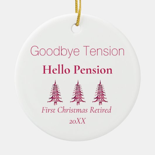 Rode Pagoda Kerstbomen Pensioen 1-Foto Keramisch Ornament (Voorkant)