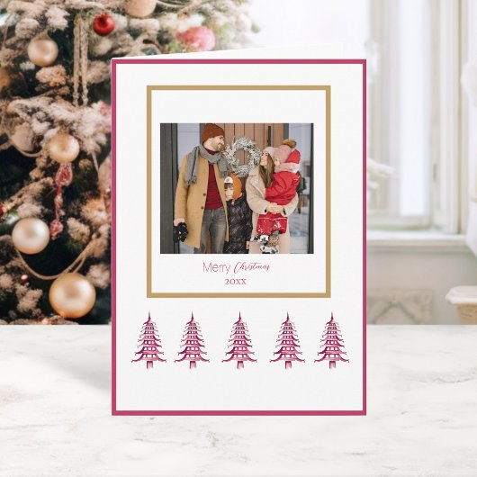 Rode Pagode Kerstbomen 1-Foto Kaart