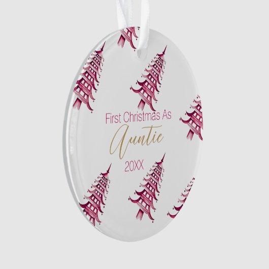 Rode Pagode Kerstboom "Eerste Kerstdag als Kerstmi Ornament (voorkant)