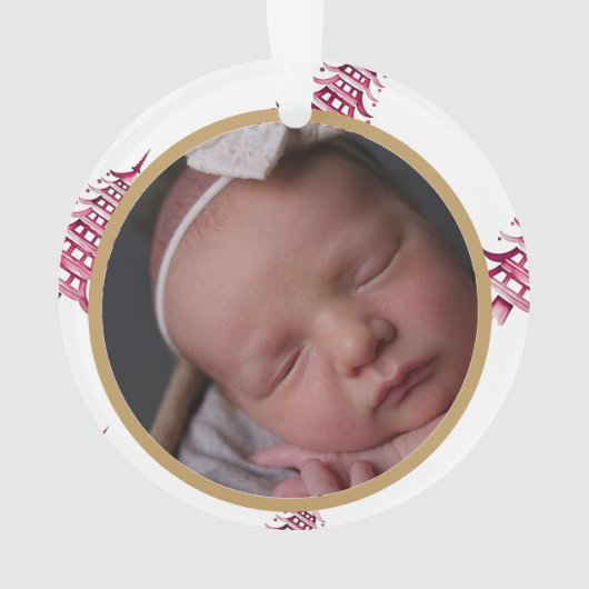 Rode Pagode Kerstboom "Eerste Kerstdag als Kerstmi Ornament (achterkant)