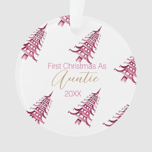 Rode Pagode Kerstboom "Eerste Kerstdag als Kerstmi Ornament (voorkant)