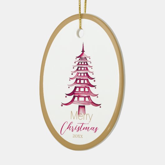 Rode Pagode Kerstboom Ornament (Links)