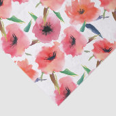 Rode Painted Poppies Waterverf Bloemen Tissuepapier (Detail)