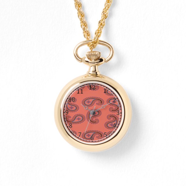 rode paisleem horloge (Voorkant)