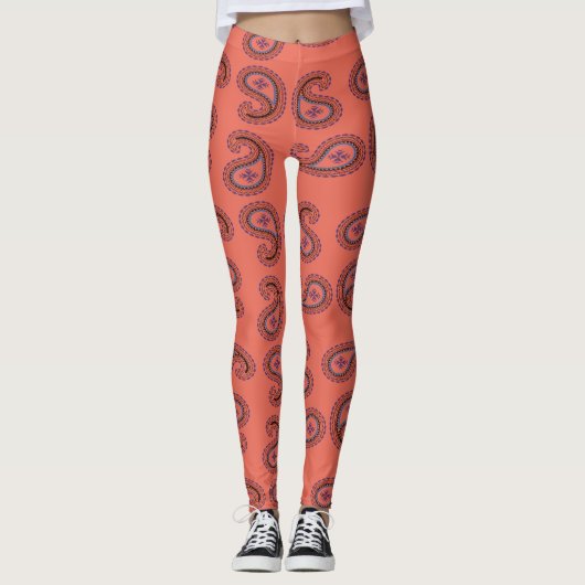 rode paisleem leggings (Voorkant)