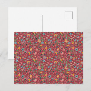 Rode Paisley Ansichtkaart Briefkaart