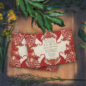 Rode  Paisley Damask Wedding Kaart