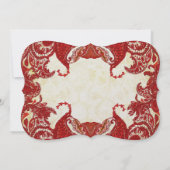 Rode  Paisley Damask Wedding Kaart (Achterkant)