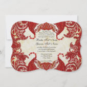 Rode  Paisley Damask Wedding Kaart (Voorkant)