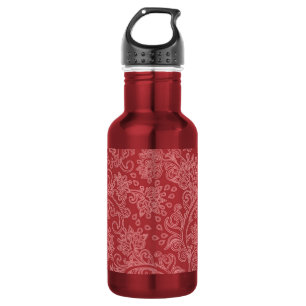 Rode Paisley Damast Designer Bloem Klassiek Vintag Waterfles