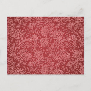 Rode Paisley Damast Ontwerper Bloemige Klassieker Briefkaart