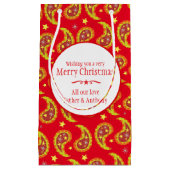 Rode paisley persoonlijke kerstcadeautassen klein cadeauzakje (Voorkant)