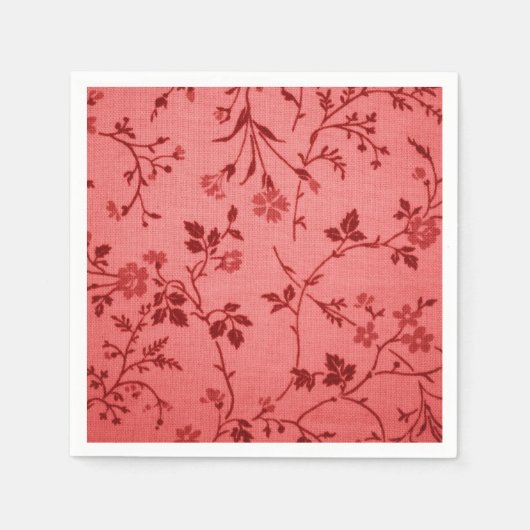 Rode paisley stof zoals linnen look servetten (Voorkant)