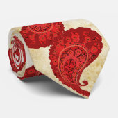 Rode Paisley Wedding Stropdas (Opgerold)