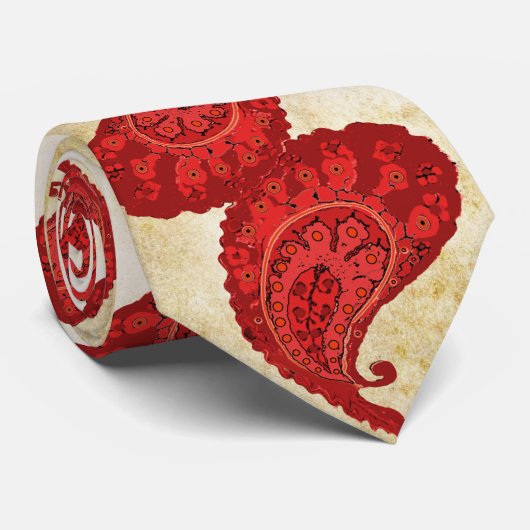 Rode Paisley Wedding Stropdas (Opgerold)