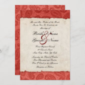 Rode Paisley Wedding Uitnodiging (Voorkant / Achterkant)